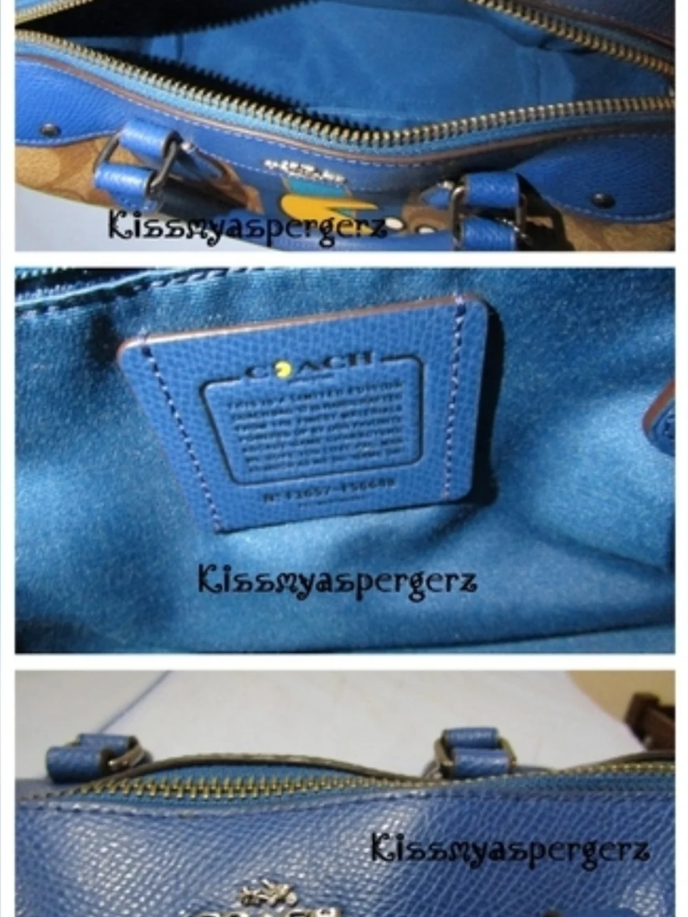 RARE HTF Limited Edition Coach x Pac Man Blue & Tan Crossbody Satchel & Wallet